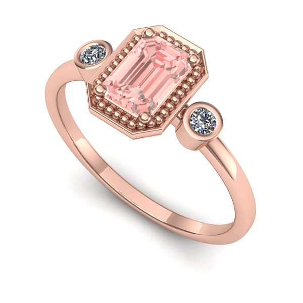 Inel de logodna din aur roz cu diamant de laborator roz