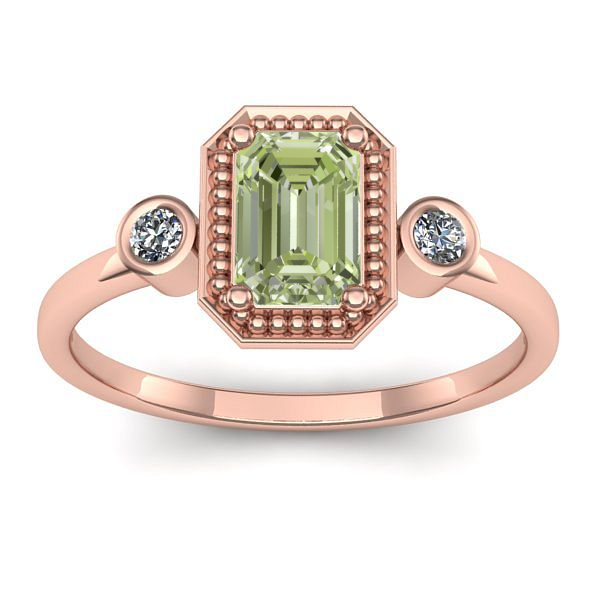 Inel logodna cu diamant de laborator verde dreptunghiular
