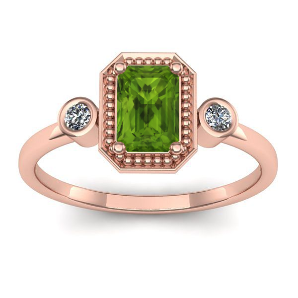 Inel de logodna cu peridot dreptunghiular