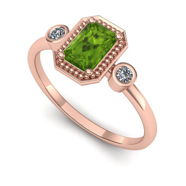 Inel de logodna din aur roz cu peridot