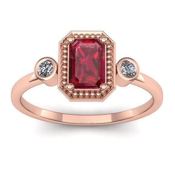 Inel cu rubin dreptunghiular