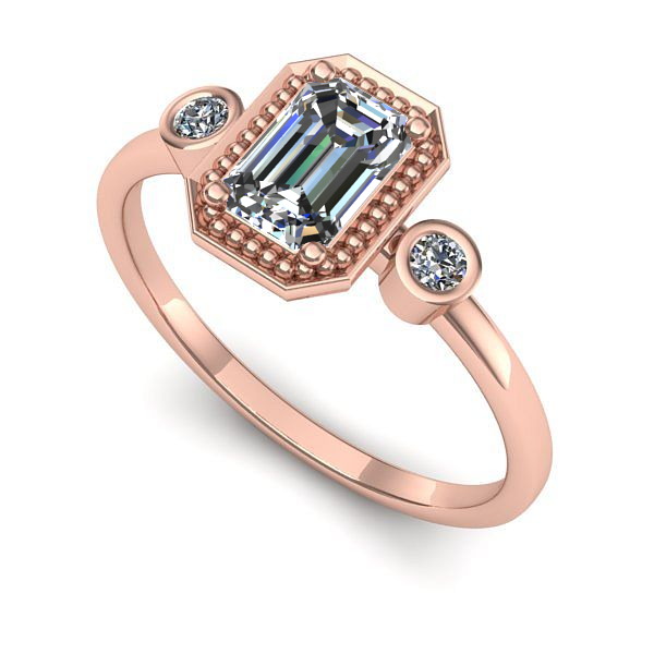 Inel de logodna din aur roz cu safir alb