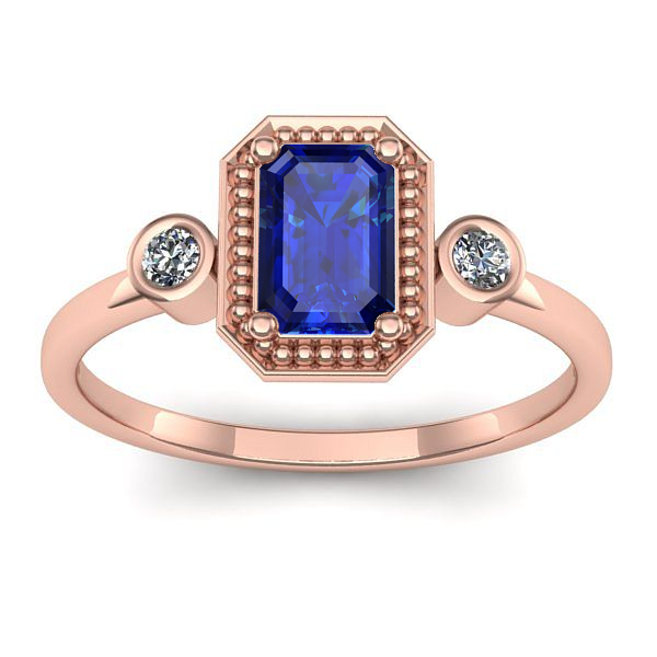 Inel logodna cu safir dreptunghiular