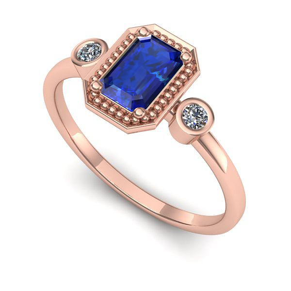 Inel din aur roz cu safir