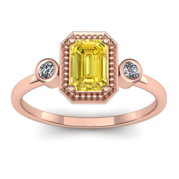 Inel cu safir galben dreptunghiular