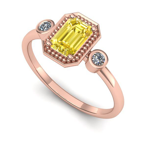 Inel din aur roz cu safir galben