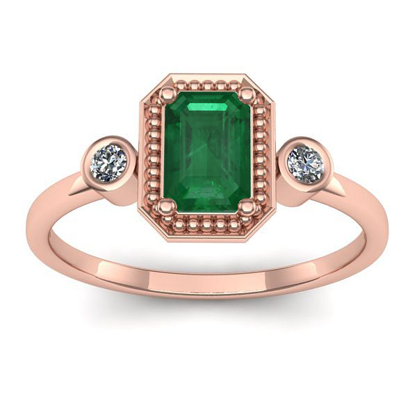 Inel de logodna cu smarald dreptunghiular