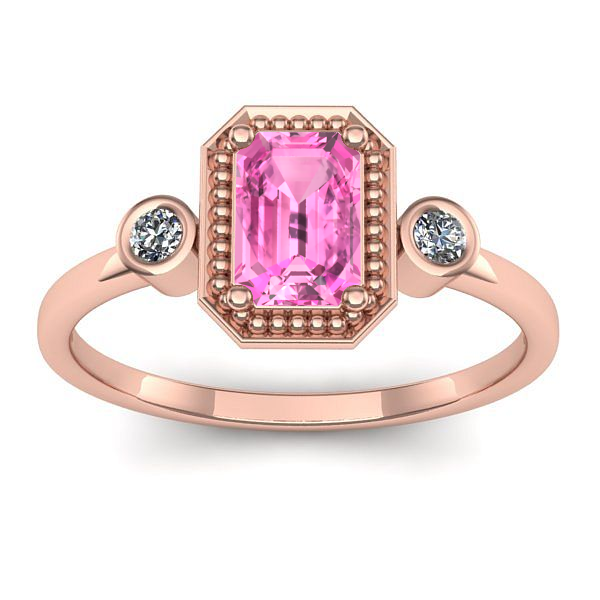 Inel de logodna cu safir roz dreptunghiular