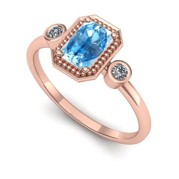 Inel din aur roz cu topaz blue