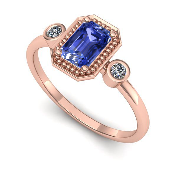 Inel de logodna din aur roz cu tanzanit
