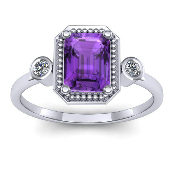Inel logodna cu ametist dreptunghiular