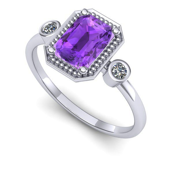 Inel de logodna din aur alb cu ametist