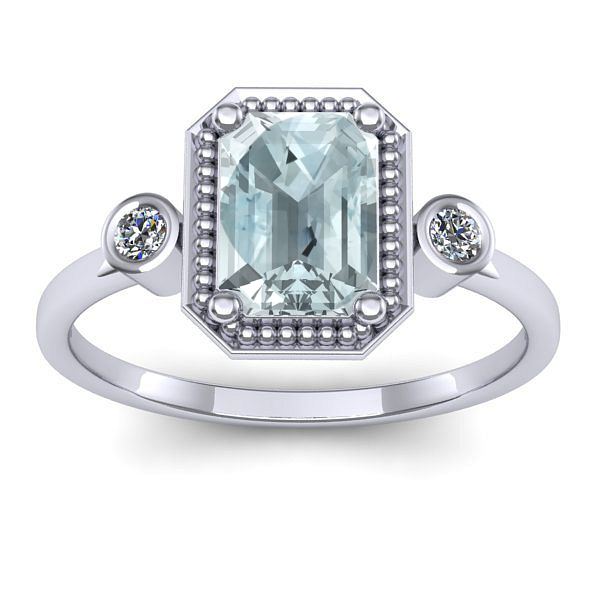 Inel logodna cu aquamarin dreptunghiular