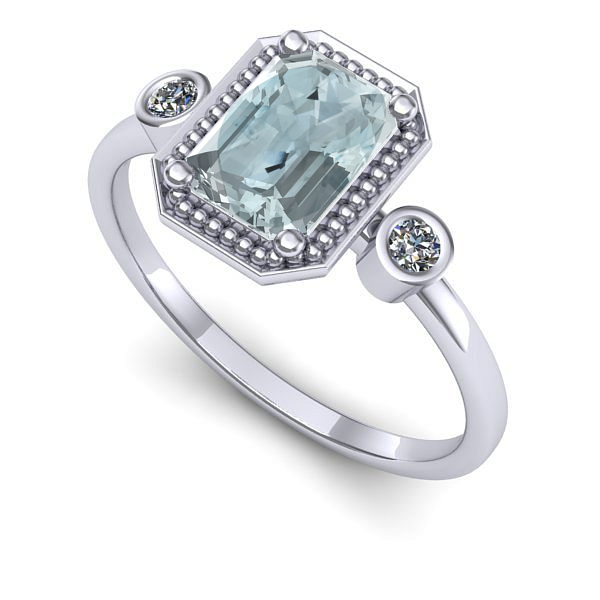 Inel de logodna din aur alb cu aquamarin