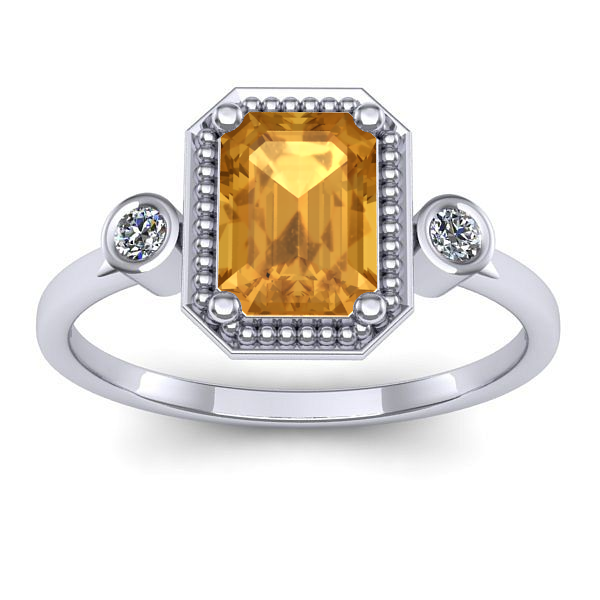 Inel de logodna cu citrin dreptunghiular