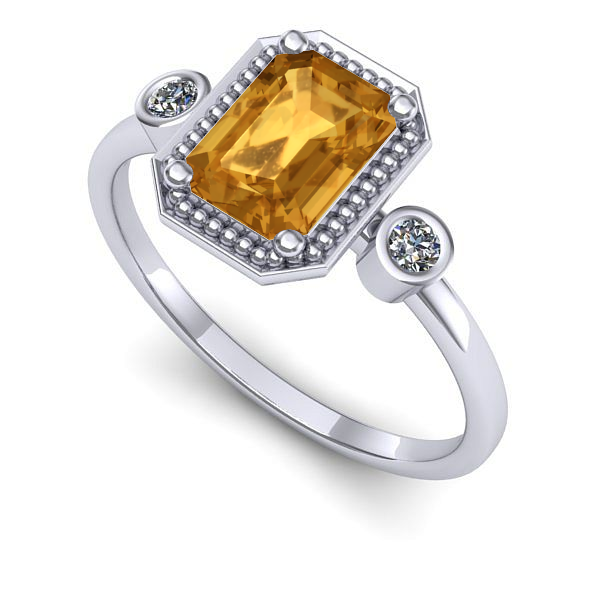 Inel de logodna din aur alb cu citrin