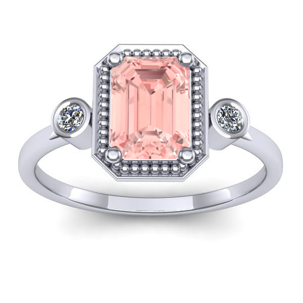 Inel cu diamant de laborator roz dreptunghiular