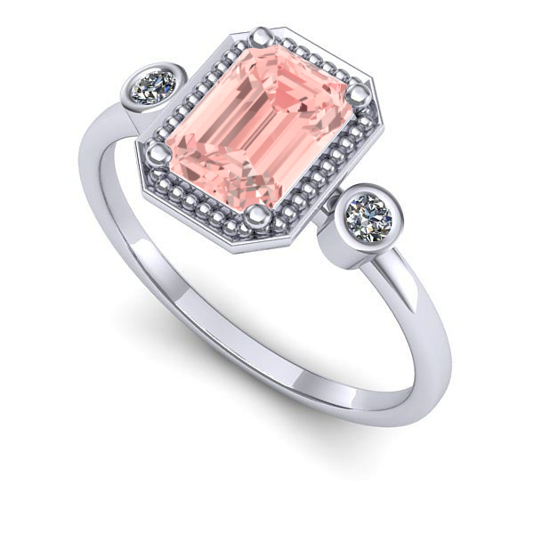 Inel logodna din aur alb cu diamant de laborator roz