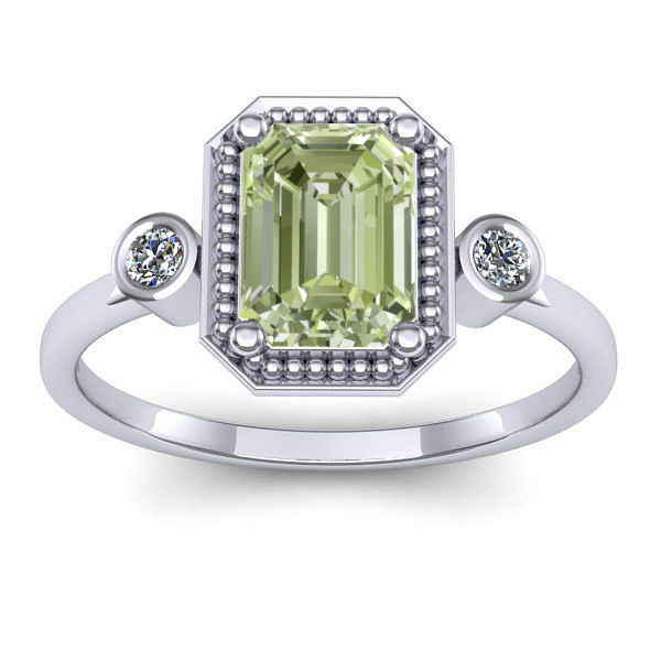 Inel logodna cu diamant de laborator verde dreptunghiular
