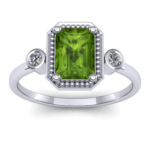 Inel cu peridot dreptunghiular