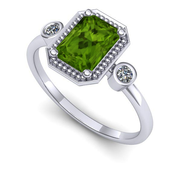 Inel logodna din aur alb cu peridot