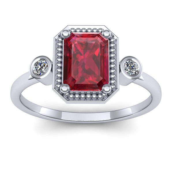 Inel cu rubin dreptunghiular