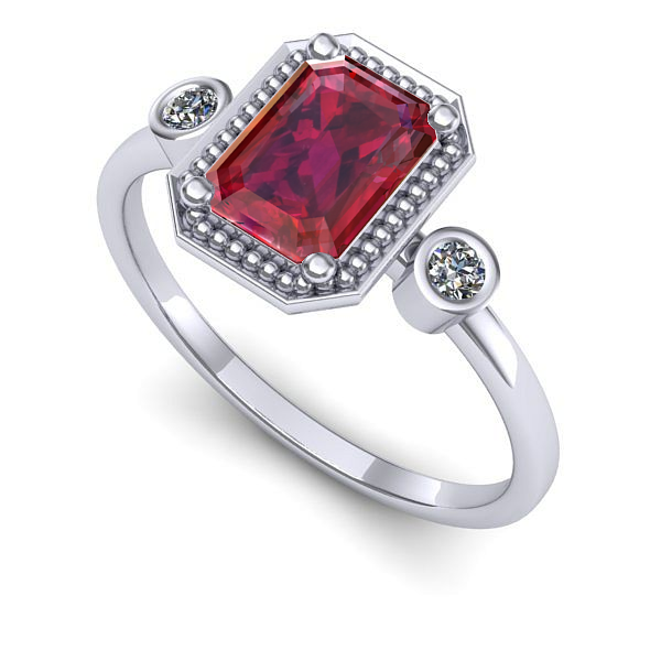 Inel din aur alb cu rubin