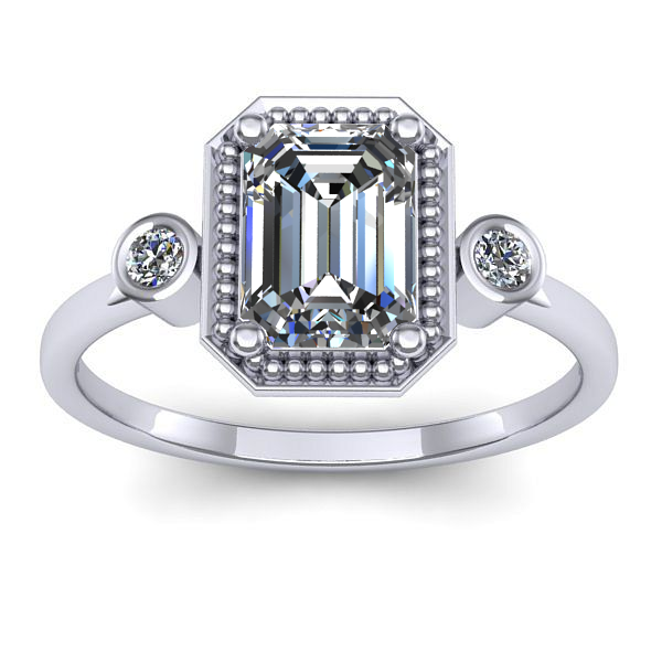 Inel logodna cu safir alb dreptunghiular