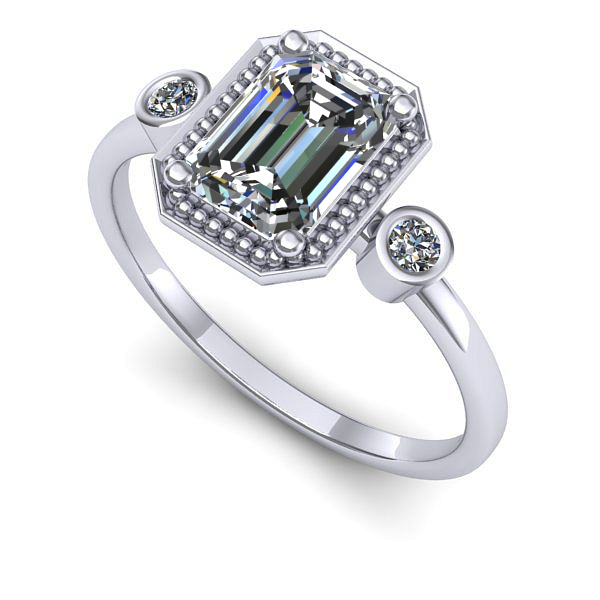 Inel din aur alb cu diamant de laborator