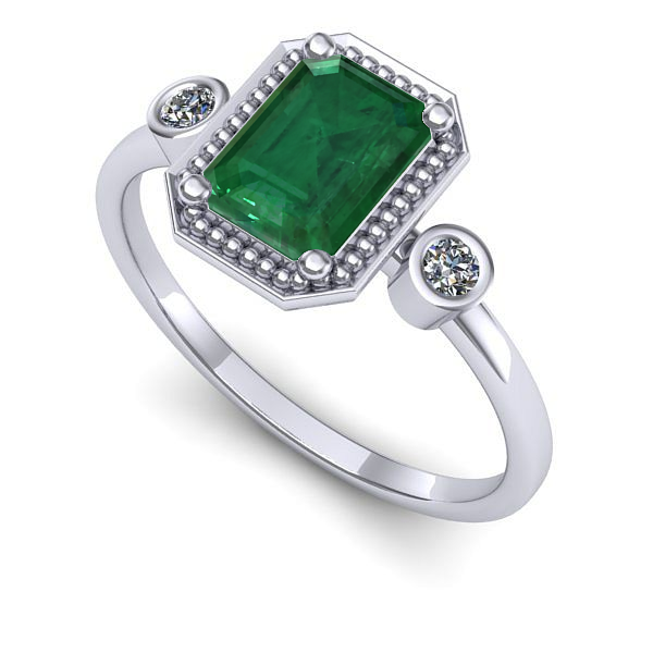 Inel din aur alb cu smarald