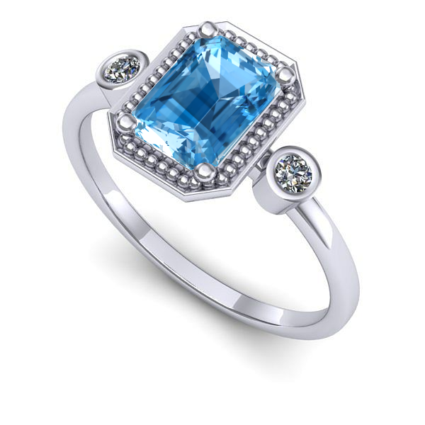 Inel din aur alb cu topaz blue