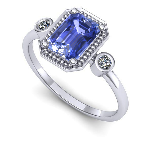 Inel de logodna din aur alb cu tanzanit