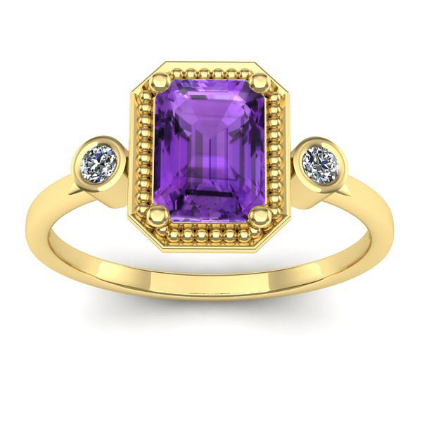 Inel logodna cu ametist dreptunghiular