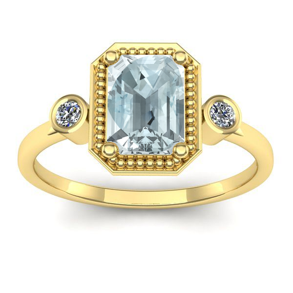 Inel de logodna cu aquamarin dreptunghiular