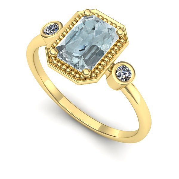 Inel de logodna din aur galben cu aquamarin