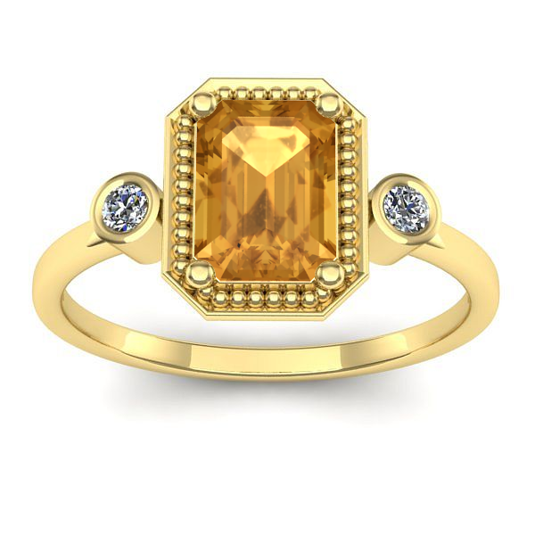 Inel de logodna cu citrin dreptunghiular