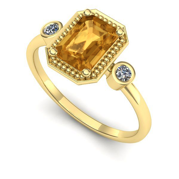 Inel logodna din aur galben cu citrin