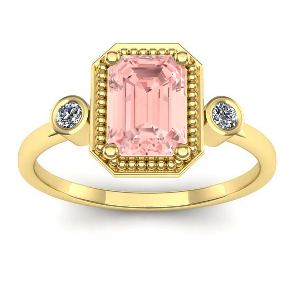 Inel cu diamant de laborator roz dreptunghiular