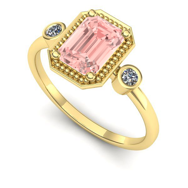 Inel din aur galben cu diamant de laborator roz