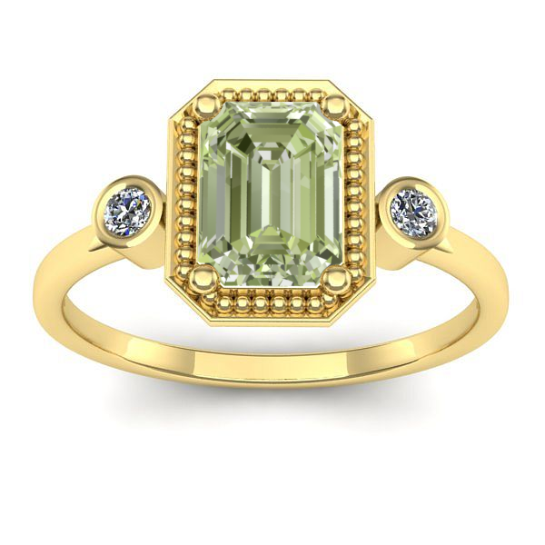 Inel de logodna cu diamant de laborator verde dreptunghiular