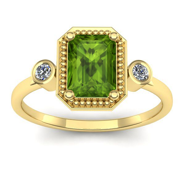 Inel de logodna cu peridot dreptunghiular