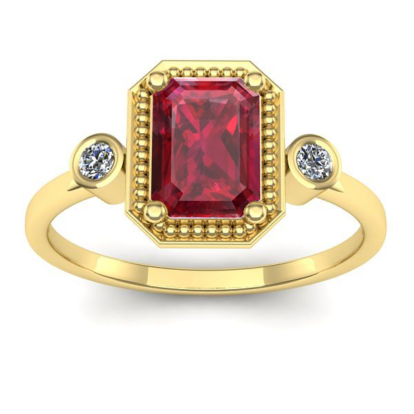 Inel de logodna cu rubin dreptunghiular