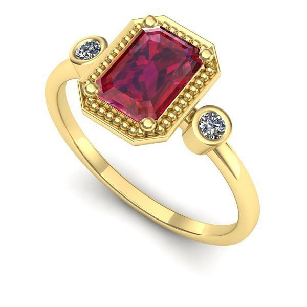 Inel logodna din aur galben cu rubin