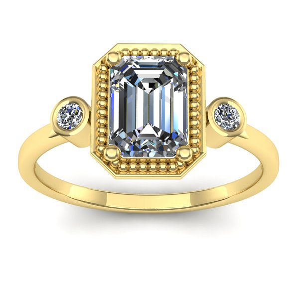 Inel logodna cu safir alb dreptunghiular