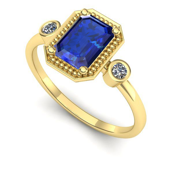 Inel logodna din aur galben cu safir