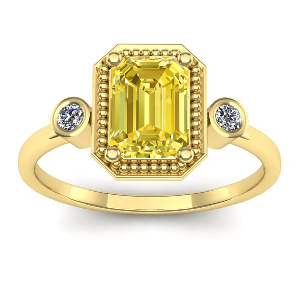 Inel de logodna cu safir galben dreptunghiular