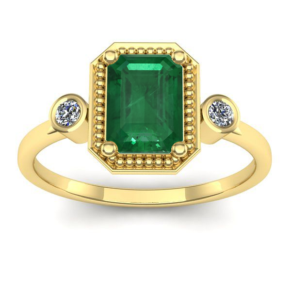 Inel logodna cu smarald dreptunghiular