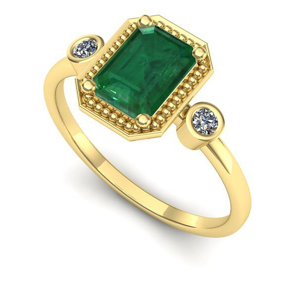 Inel de logodna din aur galben cu smarald