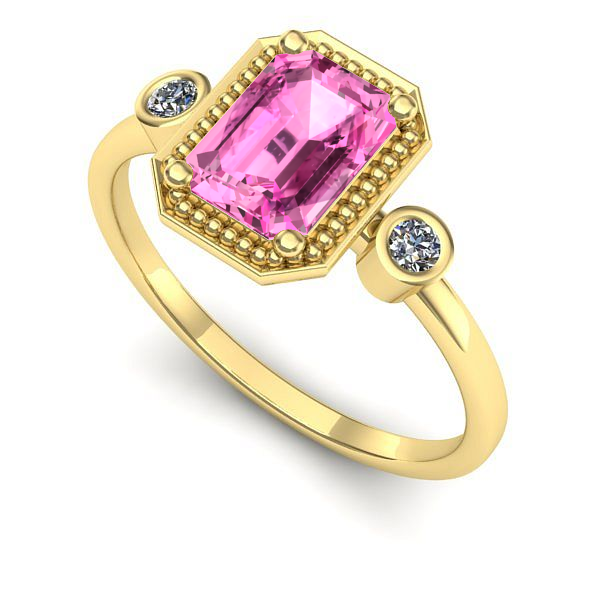 Inel de logodna din aur galben cu safir roz