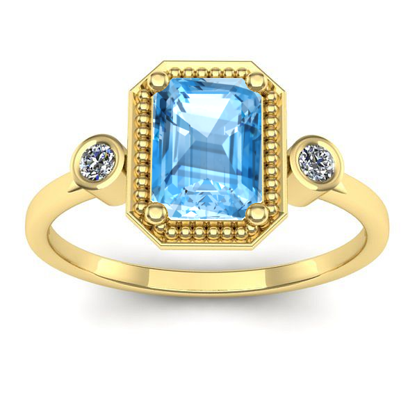 Inel cu topaz blue dreptunghiular